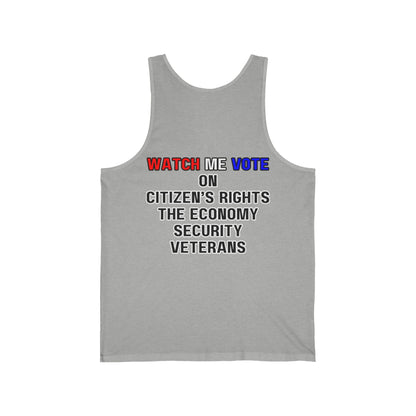 2 - sided I Am Woman Watch Me Vote Rosie Unisex Jersey Tank Top by cypherpunkgear – cypherpunkgear.com | Cypherpunk Merch