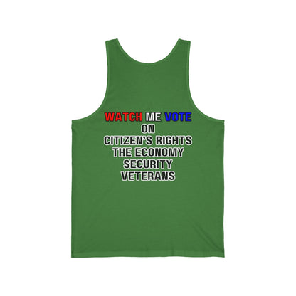2 - sided I Am Woman Watch Me Vote Rosie Unisex Jersey Tank Top by cypherpunkgear – cypherpunkgear.com | Cypherpunk Merch