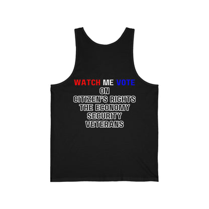 2 - sided I Am Woman Watch Me Vote Rosie Unisex Jersey Tank Top by cypherpunkgear – cypherpunkgear.com | Cypherpunk Merch