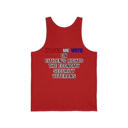 2 - sided I Am Woman Watch Me Vote Rosie Unisex Jersey Tank Top by cypherpunkgear – cypherpunkgear.com | Cypherpunk Merch