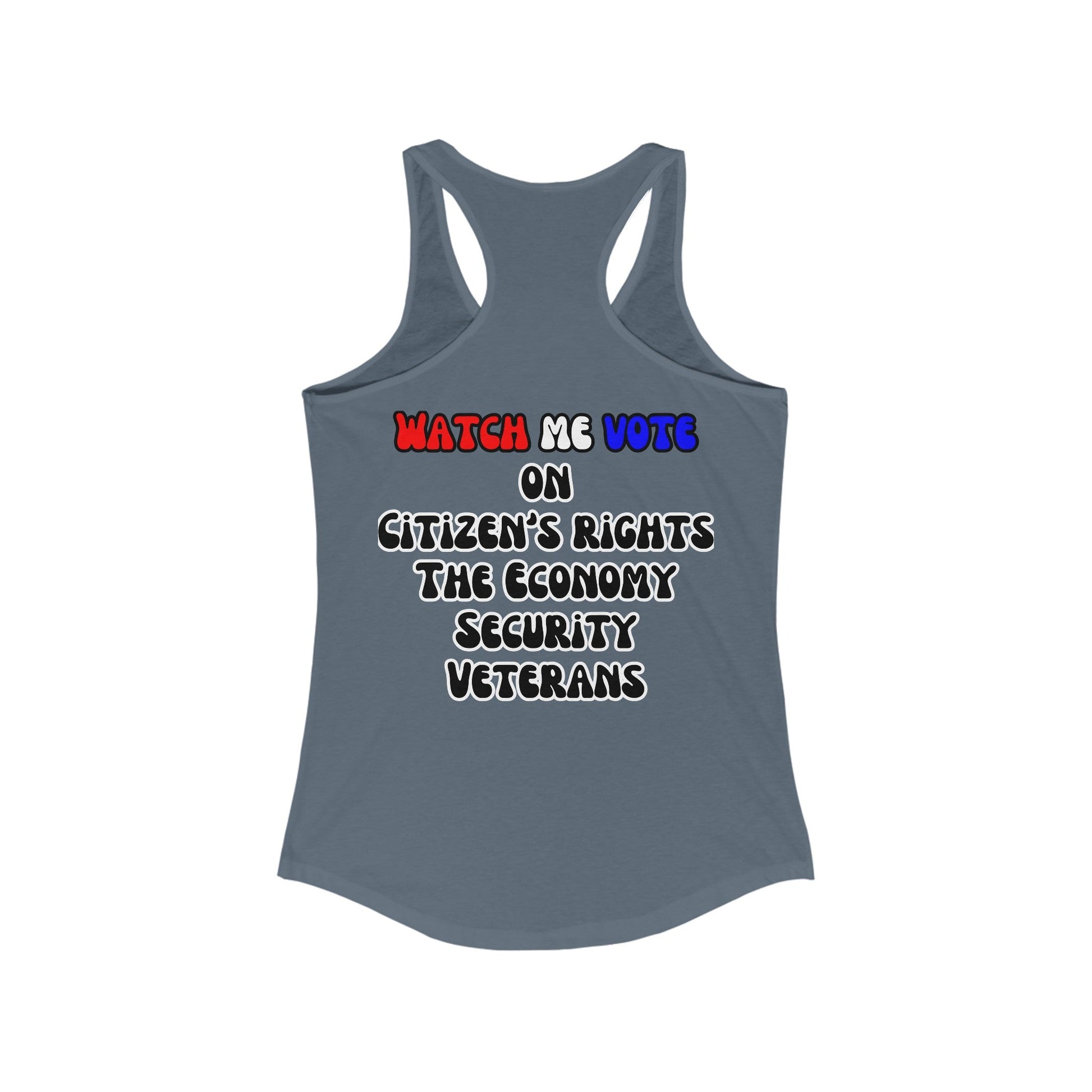 2 - sided I Am Woman Watch Me Vote Women's Racerback Tank Top by cypherpunkgear – cypherpunkgear.com | Cypherpunk Merch