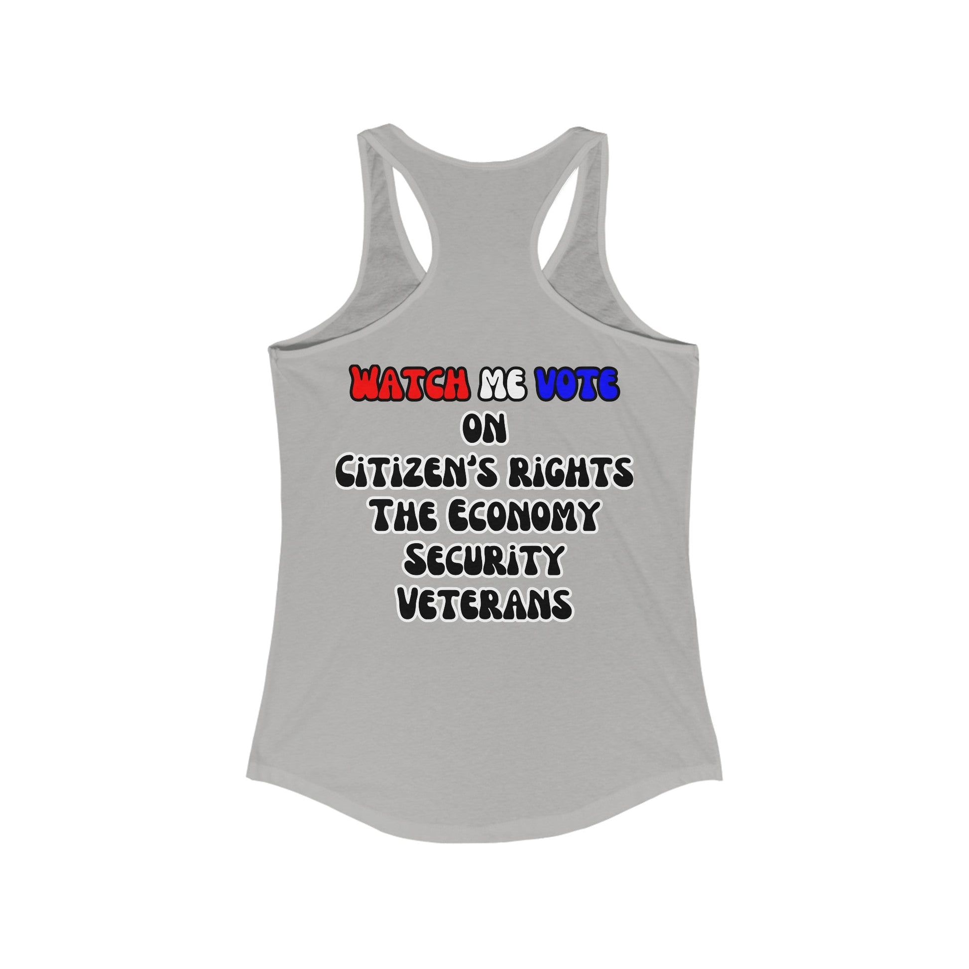 2 - sided I Am Woman Watch Me Vote Women's Racerback Tank Top by cypherpunkgear – cypherpunkgear.com | Cypherpunk Merch