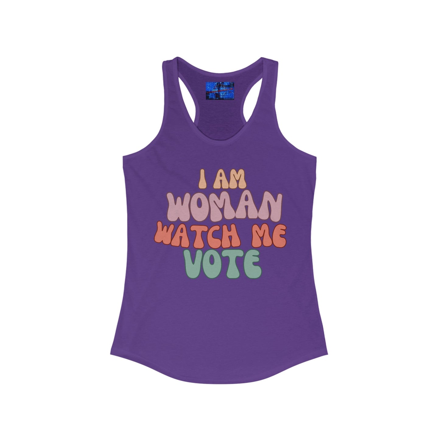 2 - sided I Am Woman Watch Me Vote Women's Racerback Tank Top by cypherpunkgear – cypherpunkgear.com | Cypherpunk Merch
