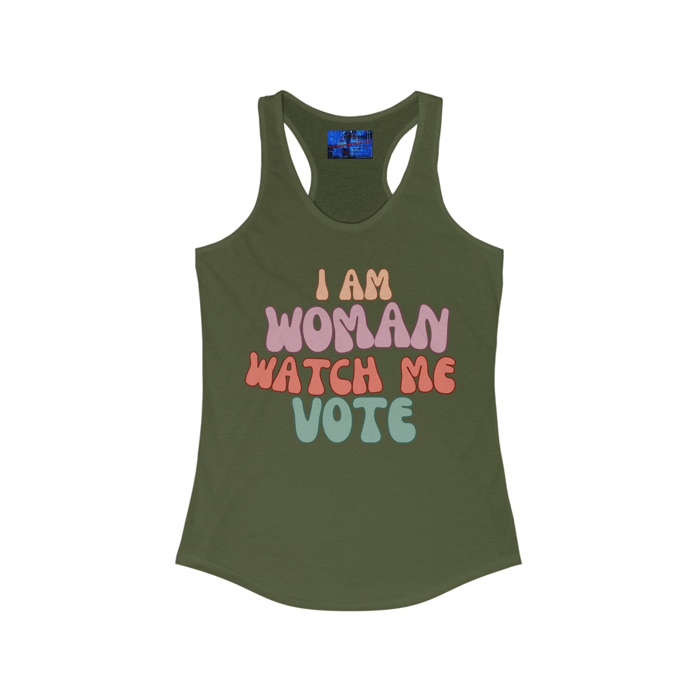 2 - sided I Am Woman Watch Me Vote Women's Racerback Tank Top by cypherpunkgear – cypherpunkgear.com | Cypherpunk Merch