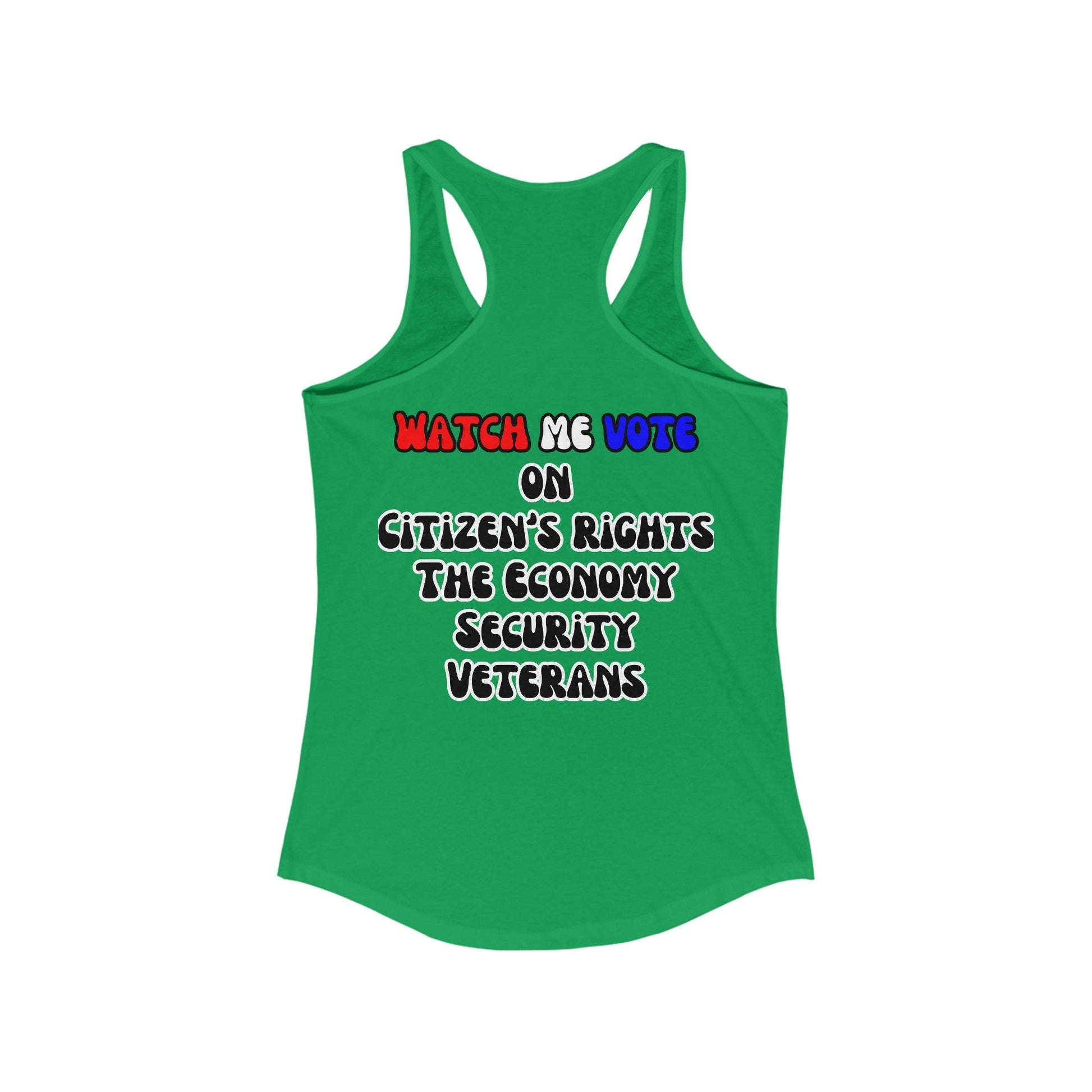 2 - sided I Am Woman Watch Me Vote Women's Racerback Tank Top by cypherpunkgear – cypherpunkgear.com | Cypherpunk Merch