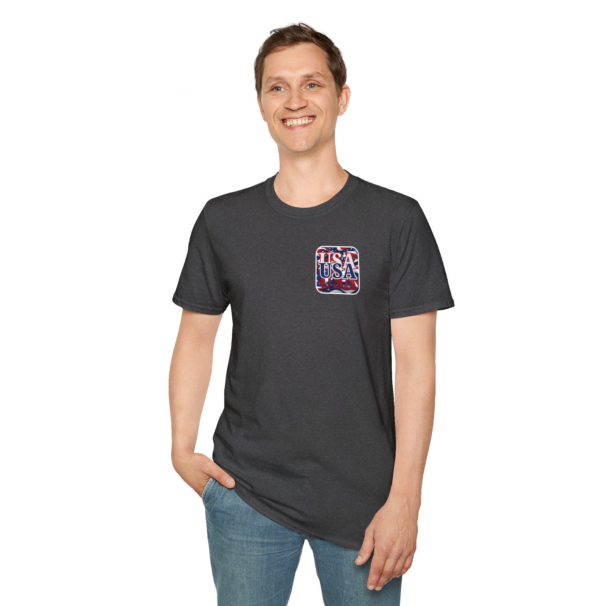 2 - sided Red White and BLUE USA Patriot DKcolors Unisex T-Shirt by cypherpunkgear – cypherpunkgear.com | Cypherpunk Merch