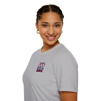 2 - sided Red White and BLUE USA Patriot LTcolors Unisex T-Shirt by cypherpunkgear – cypherpunkgear.com | Cypherpunk Merch