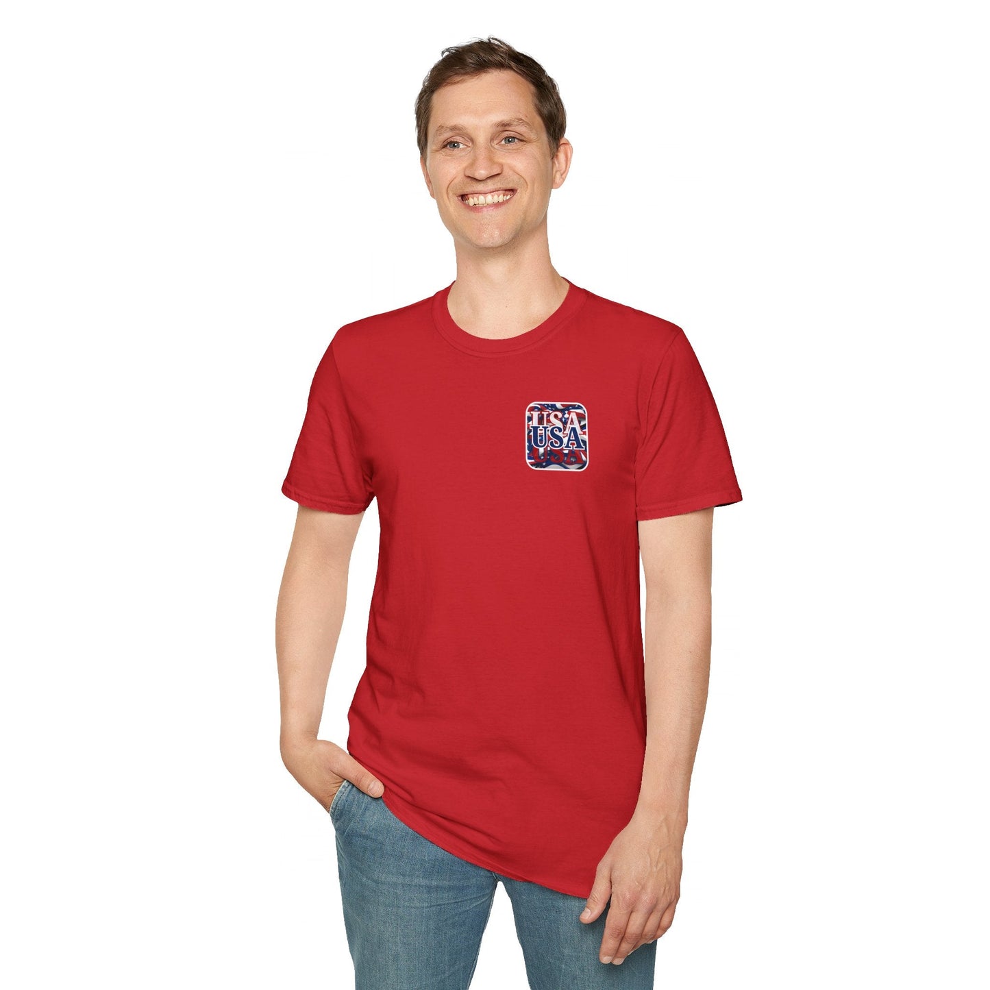 2 - sided Red White and BLUE USA Patriot LTcolors Unisex T-Shirt by cypherpunkgear – cypherpunkgear.com | Cypherpunk Merch