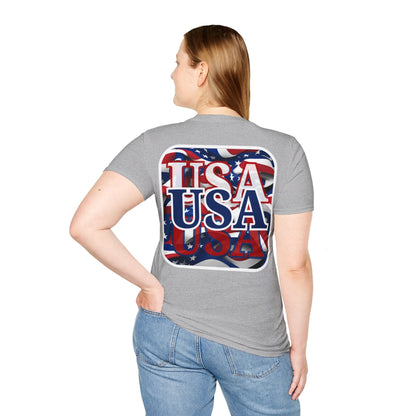 2 - sided Red White and BLUE USA Patriot LTcolors Unisex T-Shirt by cypherpunkgear – cypherpunkgear.com | Cypherpunk Merch