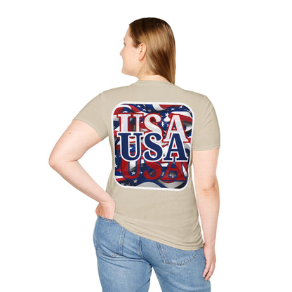 2 - sided Red White and BLUE USA Patriot LTcolors Unisex T-Shirt by cypherpunkgear – cypherpunkgear.com | Cypherpunk Merch