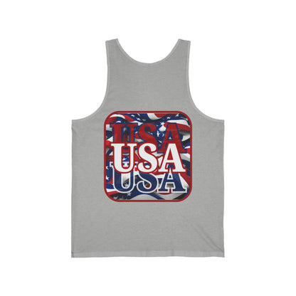 2 - sided Red WHITE and Blue USA Patriot Unisex Jersey Tank Top by cypherpunkgear – cypherpunkgear.com | Cypherpunk Merch
