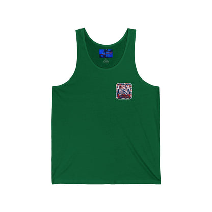 2 - sided Red White and BLUE USA Patriot Unisex Jersey Tank Top by cypherpunkgear – cypherpunkgear.com | Cypherpunk Merch