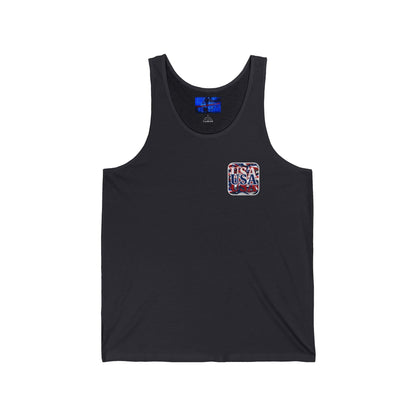 2 - sided Red White and BLUE USA Patriot Unisex Jersey Tank Top by cypherpunkgear – cypherpunkgear.com | Cypherpunk Merch