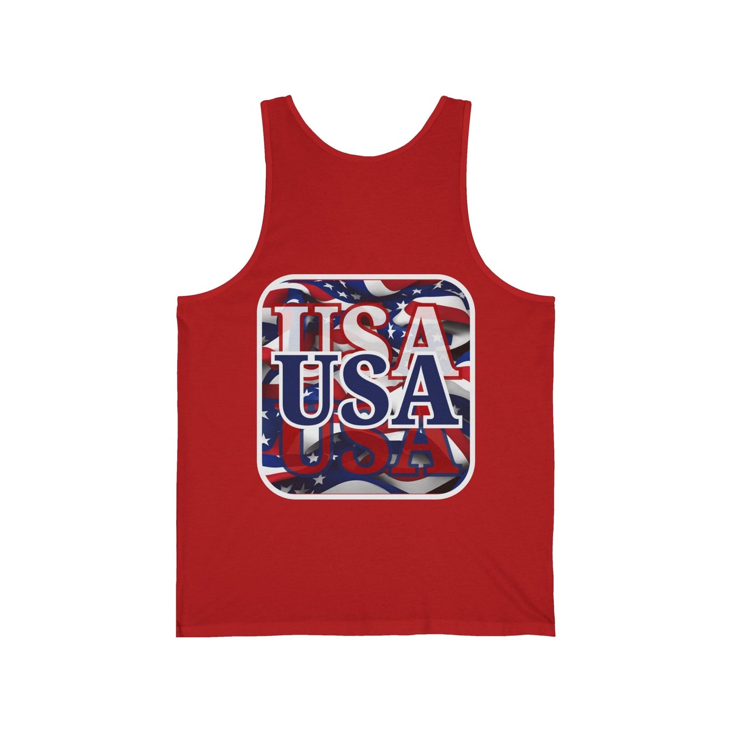 2 - sided Red White and BLUE USA Patriot Unisex Jersey Tank Top by cypherpunkgear – cypherpunkgear.com | Cypherpunk Merch
