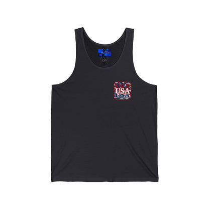 2 - sided Red WHITE and Blue USA Patriot Unisex Jersey Tank Top by cypherpunkgear – cypherpunkgear.com | Cypherpunk Merch