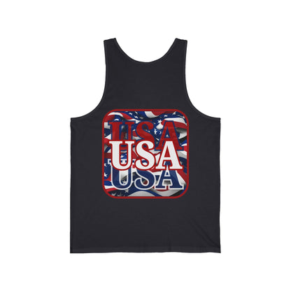 2 - sided Red WHITE and Blue USA Patriot Unisex Jersey Tank Top by cypherpunkgear – cypherpunkgear.com | Cypherpunk Merch
