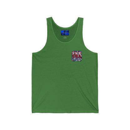 2 - sided RED White and Blue USA Patriot Unisex Jersey Tank Top by cypherpunkgear – cypherpunkgear.com | Cypherpunk Merch