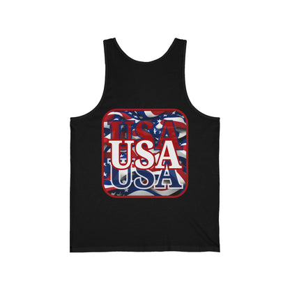 2 - sided Red WHITE and Blue USA Patriot Unisex Jersey Tank Top by cypherpunkgear – cypherpunkgear.com | Cypherpunk Merch