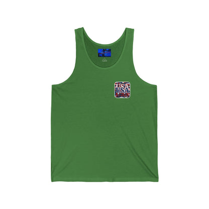 2 - sided Red White and BLUE USA Patriot Unisex Jersey Tank Top by cypherpunkgear – cypherpunkgear.com | Cypherpunk Merch