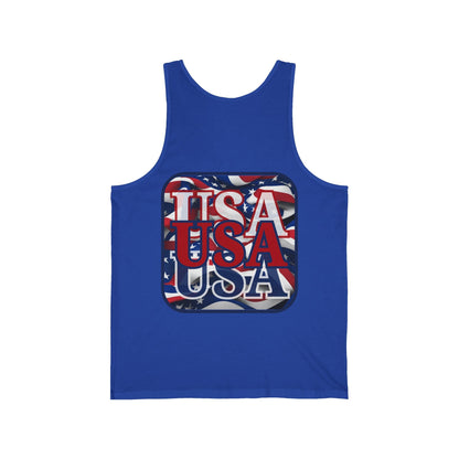 2 - sided RED White and Blue USA Patriot Unisex Jersey Tank Top by cypherpunkgear – cypherpunkgear.com | Cypherpunk Merch