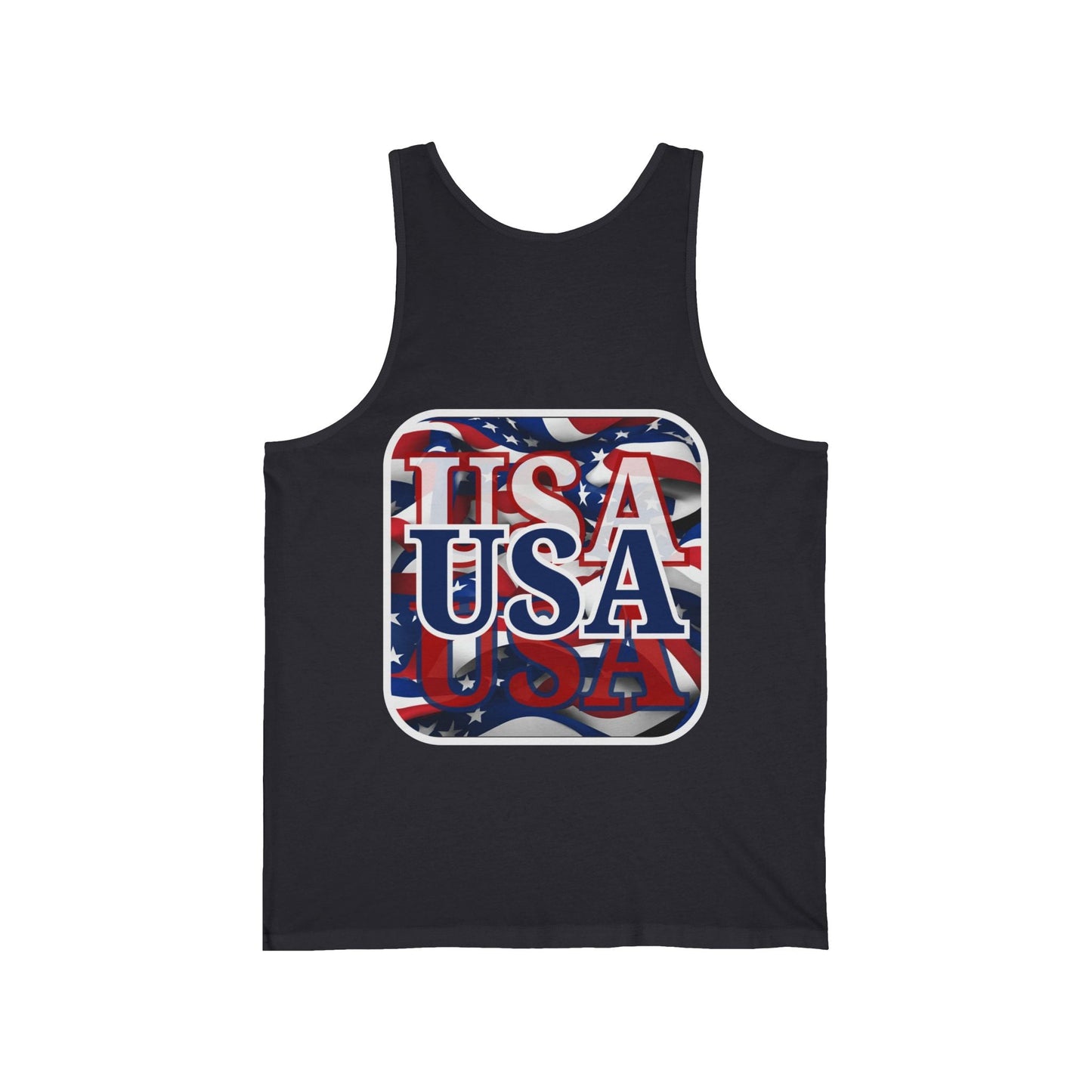 2 - sided Red White and BLUE USA Patriot Unisex Jersey Tank Top by cypherpunkgear – cypherpunkgear.com | Cypherpunk Merch