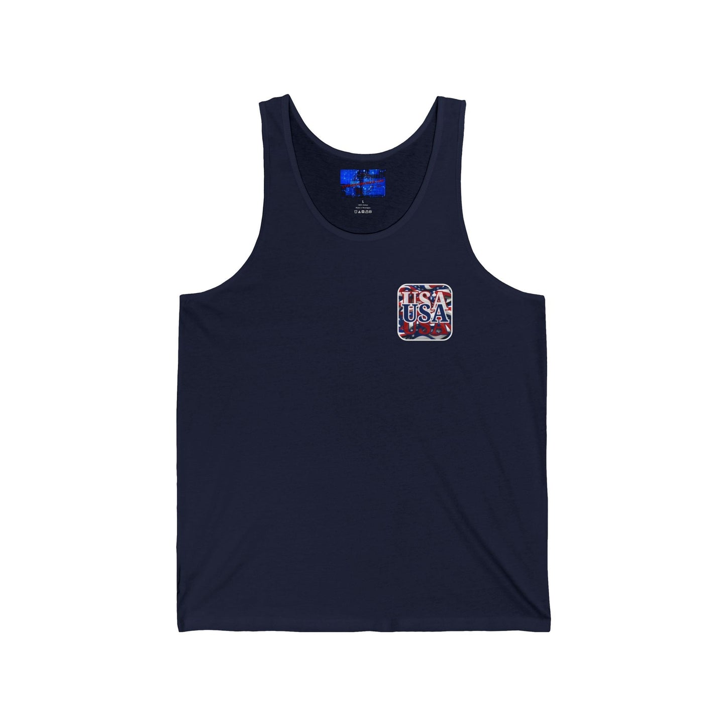 2 - sided Red White and BLUE USA Patriot Unisex Jersey Tank Top by cypherpunkgear – cypherpunkgear.com | Cypherpunk Merch