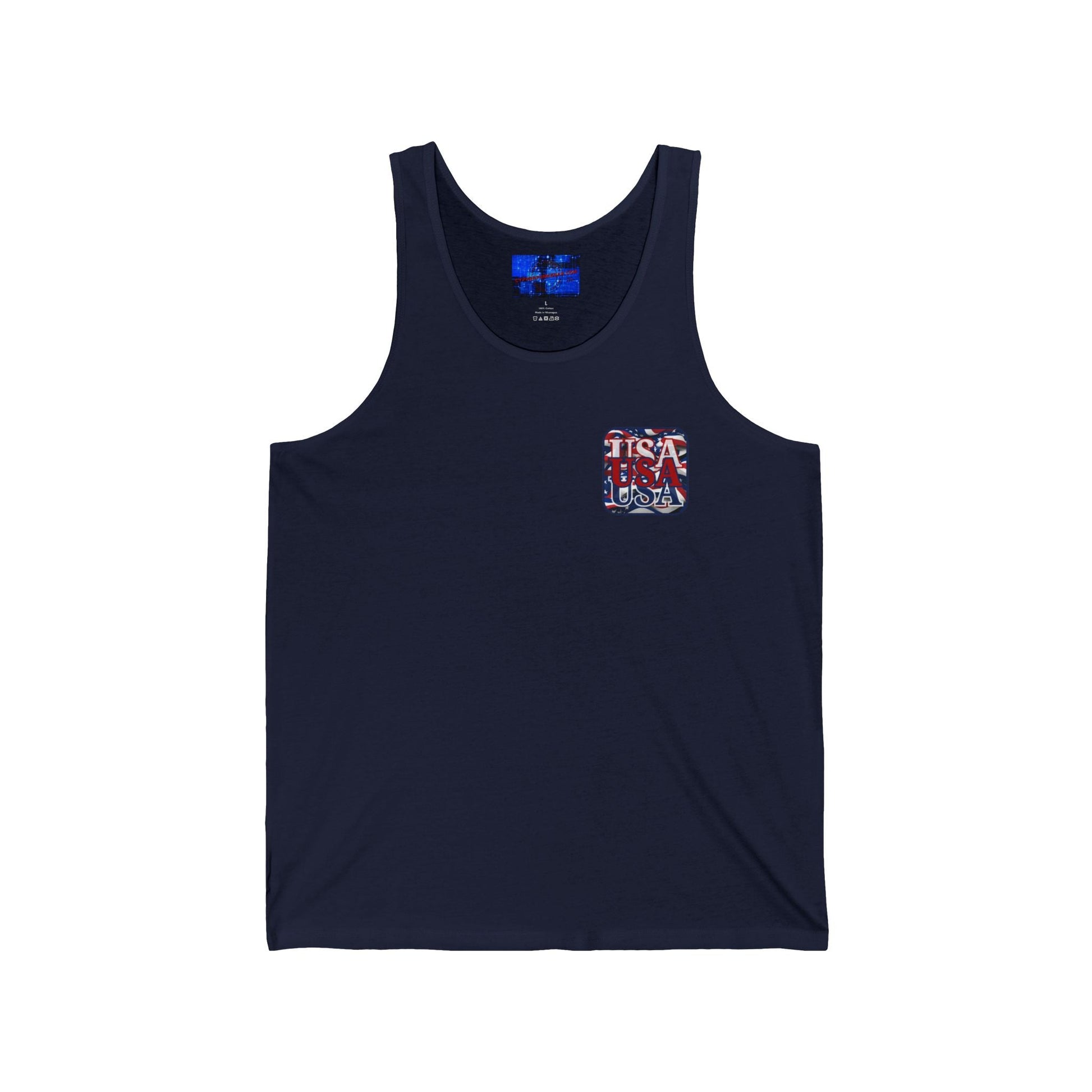 2 - sided RED White and Blue USA Patriot Unisex Jersey Tank Top by cypherpunkgear – cypherpunkgear.com | Cypherpunk Merch