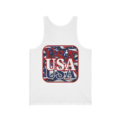 2 - sided Red WHITE and Blue USA Patriot Unisex Jersey Tank Top by cypherpunkgear – cypherpunkgear.com | Cypherpunk Merch