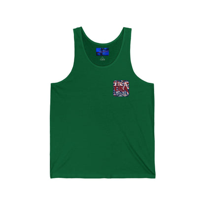 2 - sided RED White and Blue USA Patriot Unisex Jersey Tank Top by cypherpunkgear – cypherpunkgear.com | Cypherpunk Merch