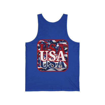 2 - sided Red WHITE and Blue USA Patriot Unisex Jersey Tank Top by cypherpunkgear – cypherpunkgear.com | Cypherpunk Merch