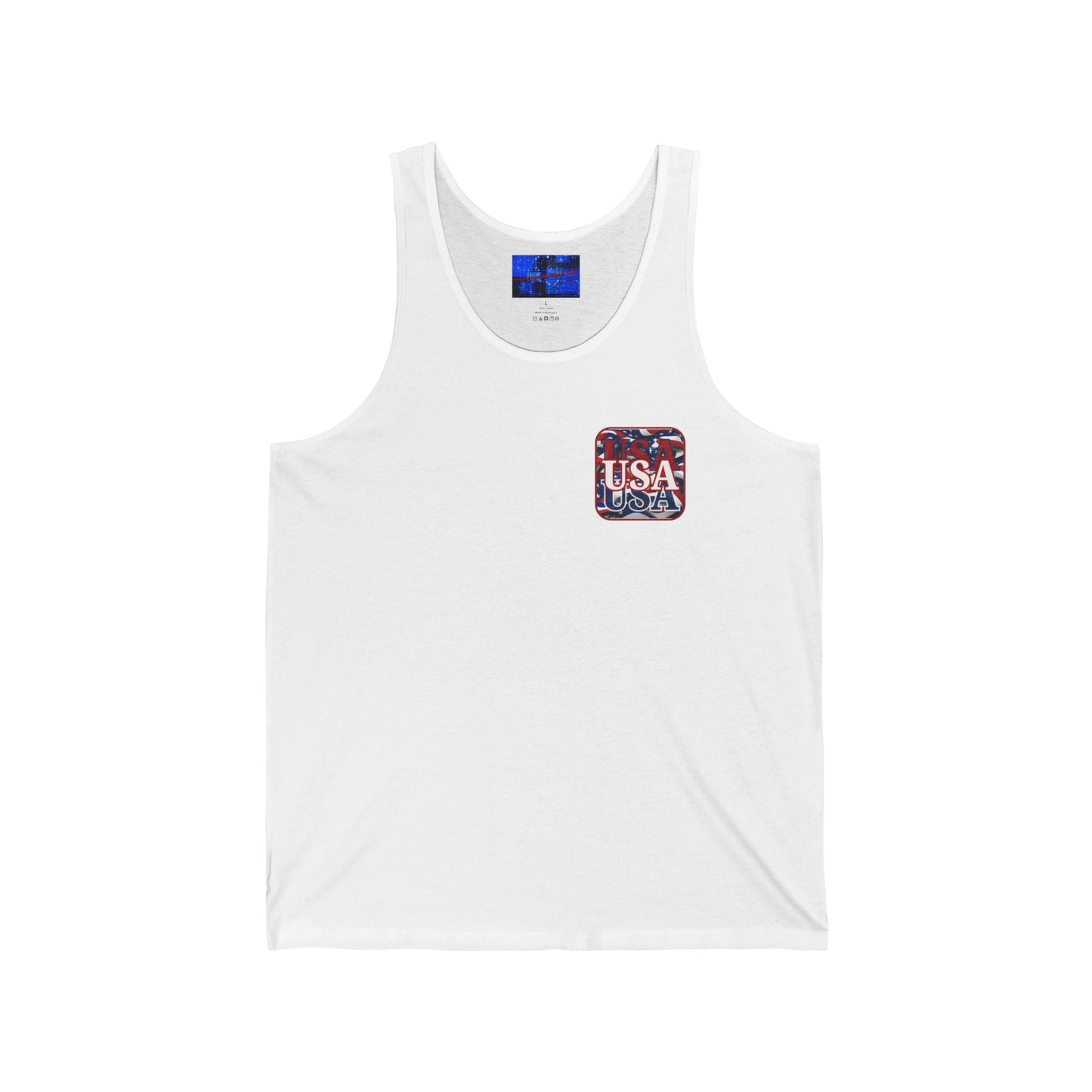 2 - sided Red WHITE and Blue USA Patriot Unisex Jersey Tank Top by cypherpunkgear – cypherpunkgear.com | Cypherpunk Merch