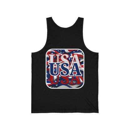 2 - sided Red White and BLUE USA Patriot Unisex Jersey Tank Top by cypherpunkgear – cypherpunkgear.com | Cypherpunk Merch