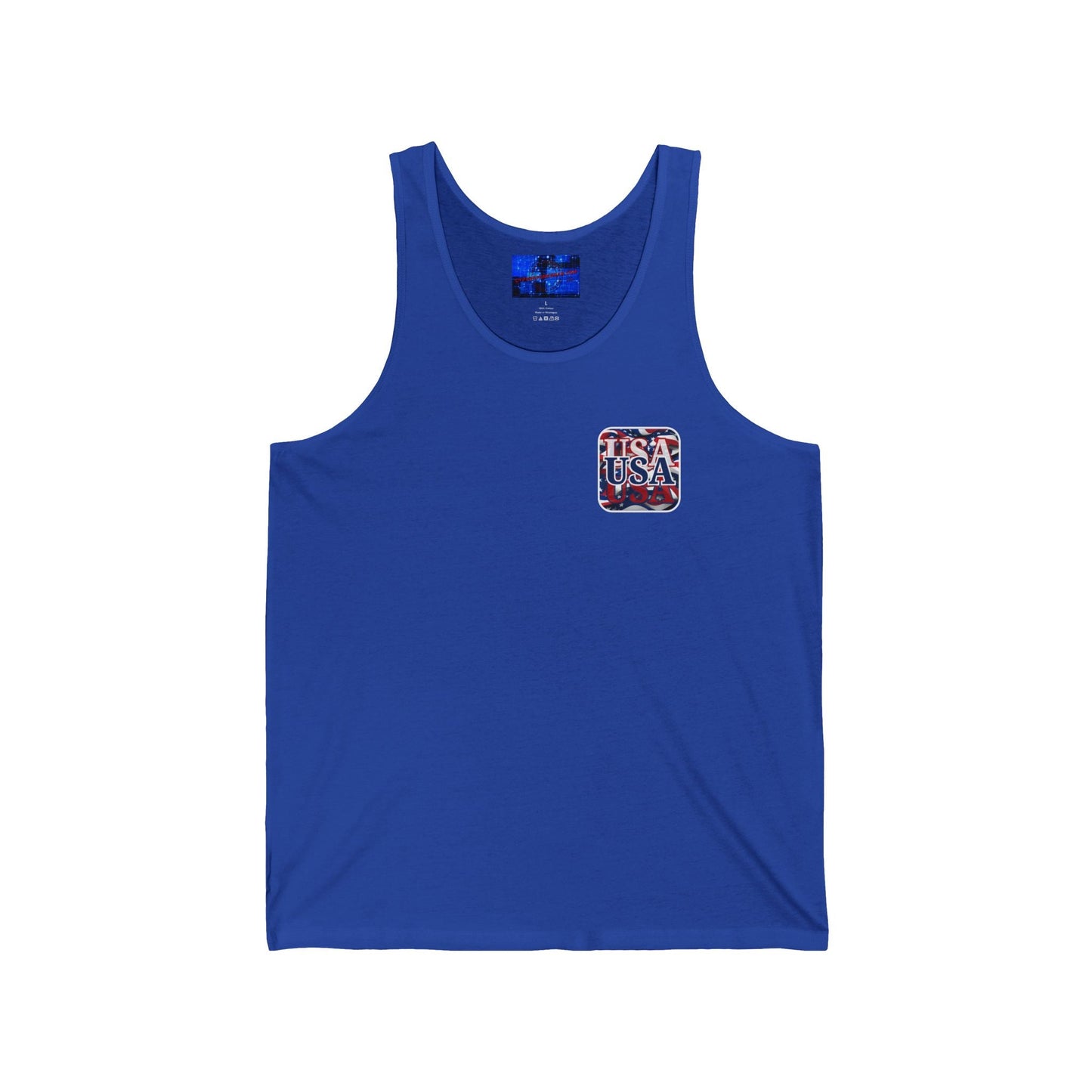 2 - sided Red White and BLUE USA Patriot Unisex Jersey Tank Top by cypherpunkgear – cypherpunkgear.com | Cypherpunk Merch