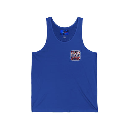 2 - sided Red White and BLUE USA Patriot Unisex Jersey Tank Top by cypherpunkgear – cypherpunkgear.com | Cypherpunk Merch