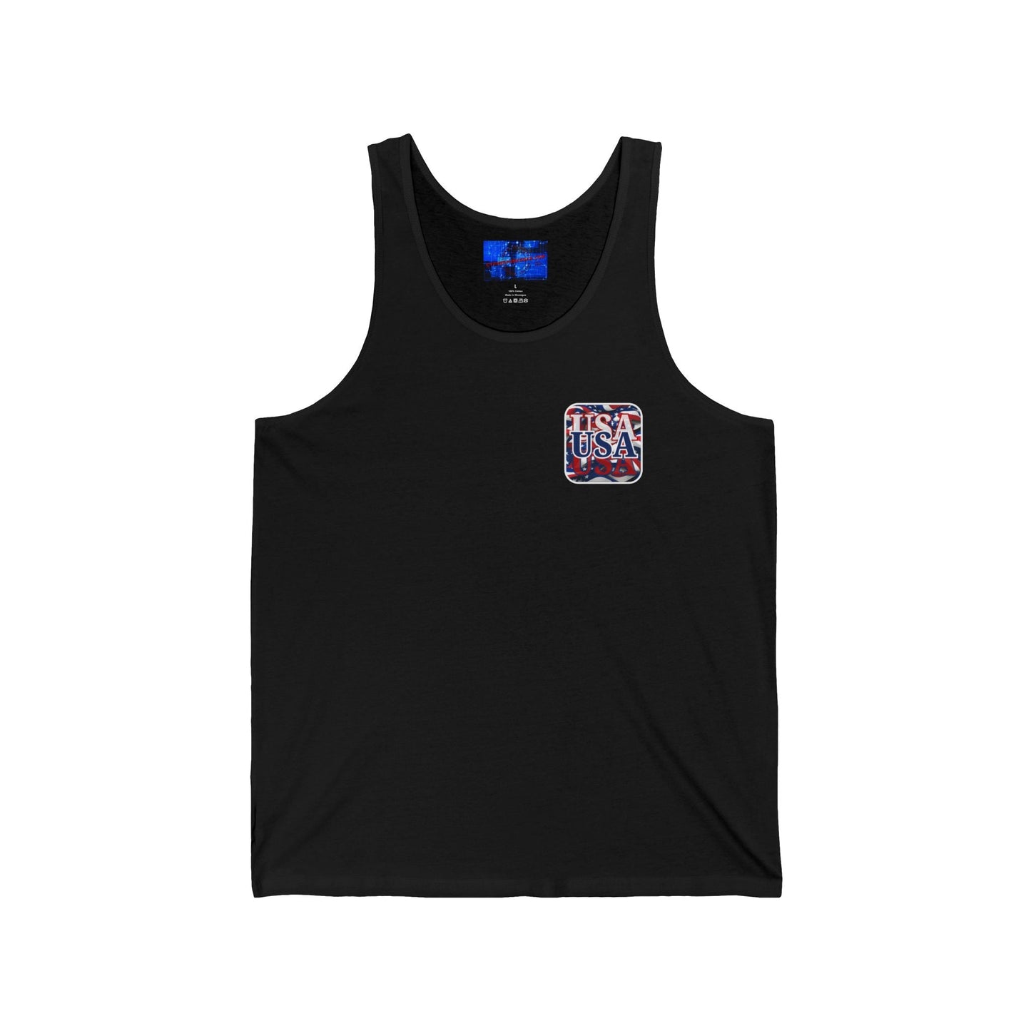 2 - sided Red White and BLUE USA Patriot Unisex Jersey Tank Top by cypherpunkgear – cypherpunkgear.com | Cypherpunk Merch