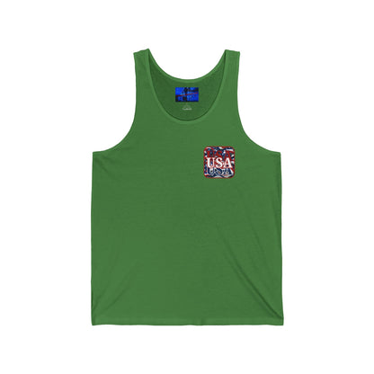 2 - sided Red WHITE and Blue USA Patriot Unisex Jersey Tank Top by cypherpunkgear – cypherpunkgear.com | Cypherpunk Merch