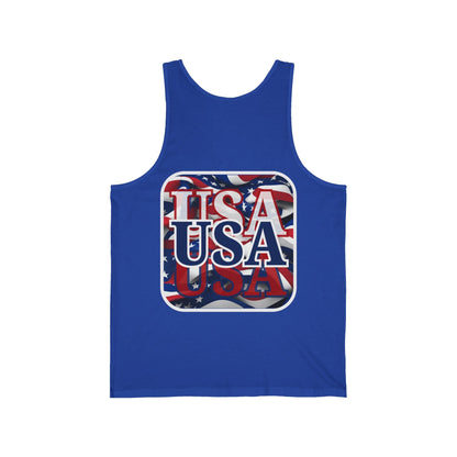 2 - sided Red White and BLUE USA Patriot Unisex Jersey Tank Top by cypherpunkgear – cypherpunkgear.com | Cypherpunk Merch