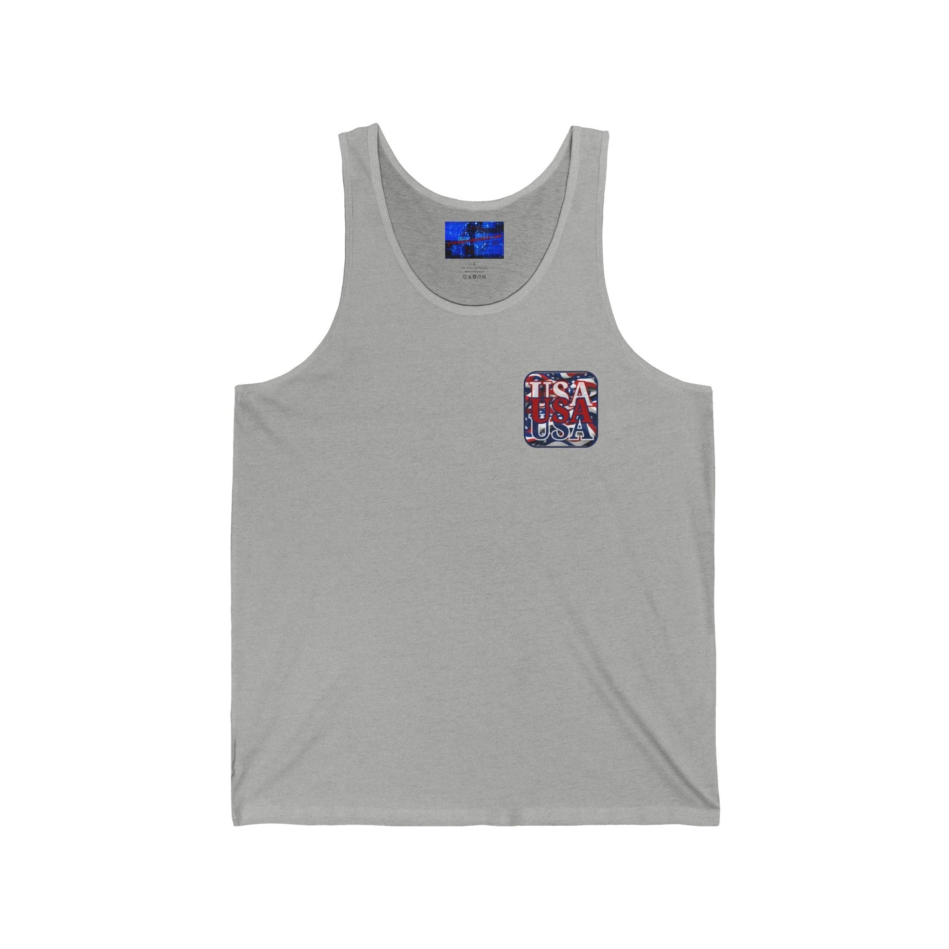 2 - sided RED White and Blue USA Patriot Unisex Jersey Tank Top by cypherpunkgear – cypherpunkgear.com | Cypherpunk Merch