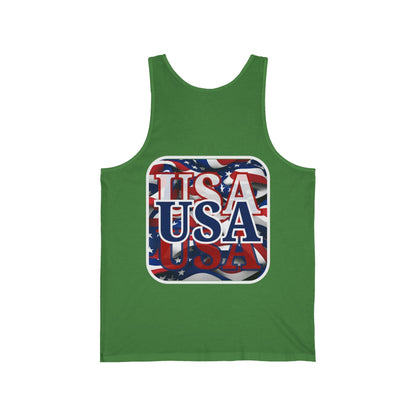 2 - sided Red White and BLUE USA Patriot Unisex Jersey Tank Top by cypherpunkgear – cypherpunkgear.com | Cypherpunk Merch