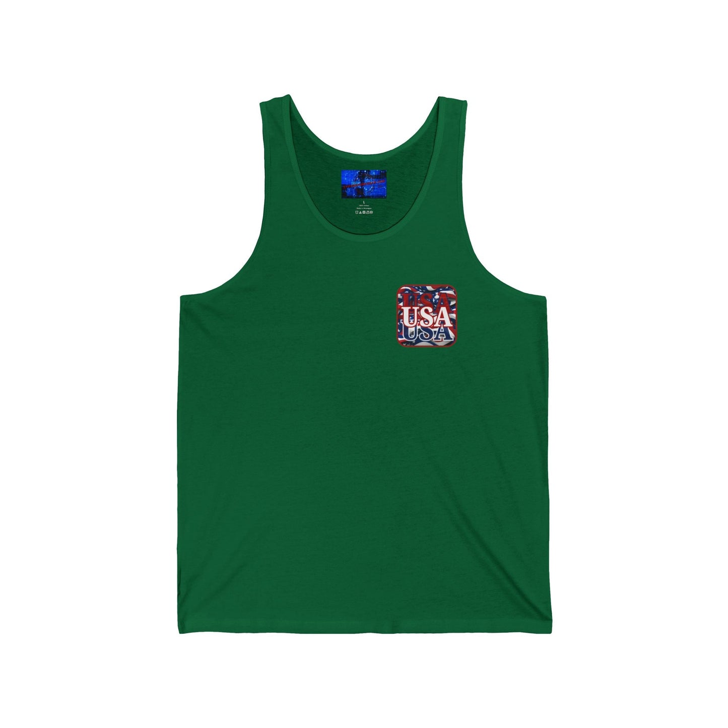 2 - sided Red WHITE and Blue USA Patriot Unisex Jersey Tank Top by cypherpunkgear – cypherpunkgear.com | Cypherpunk Merch