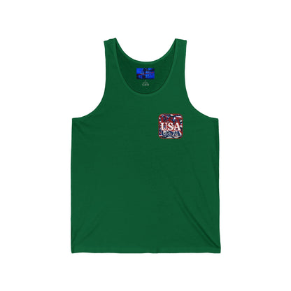 2 - sided Red WHITE and Blue USA Patriot Unisex Jersey Tank Top by cypherpunkgear – cypherpunkgear.com | Cypherpunk Merch