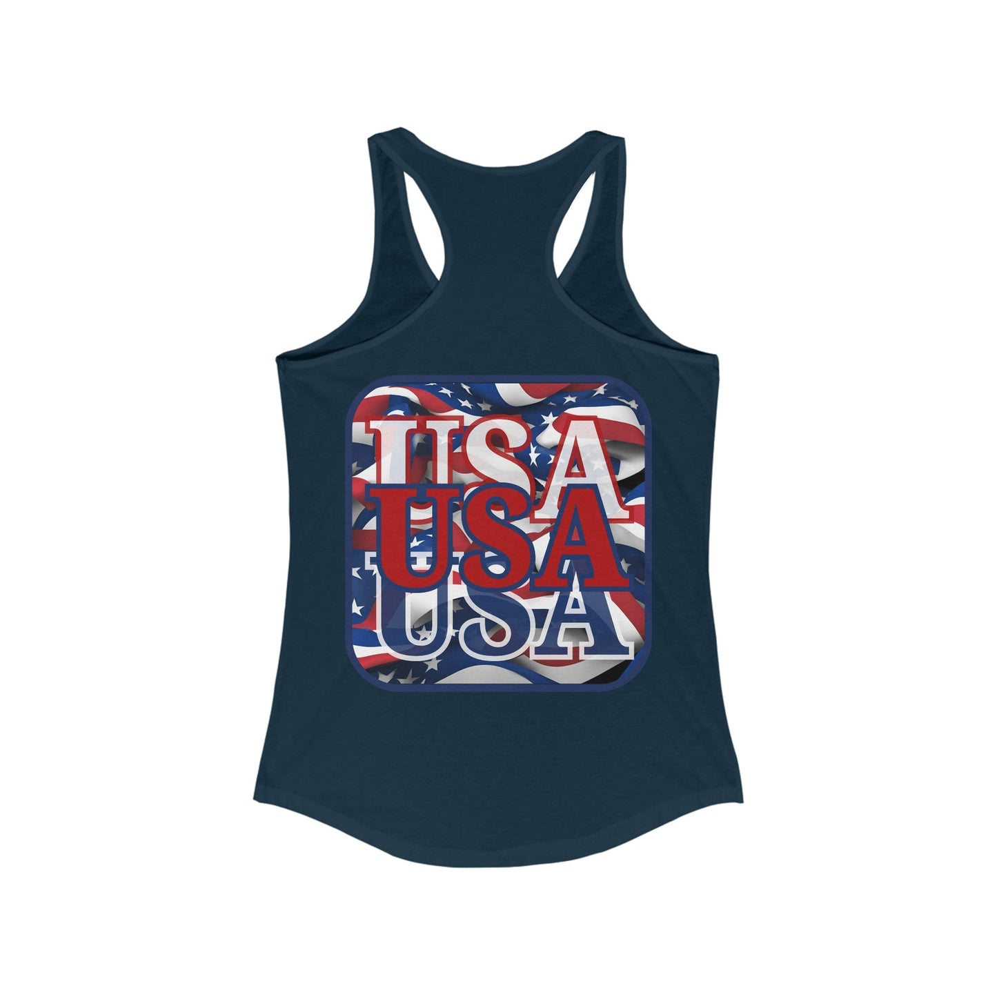 2 - sided RED White and Blue USA Patriot Women's Racerback Tank Top by cypherpunkgear – cypherpunkgear.com | Cypherpunk Merch