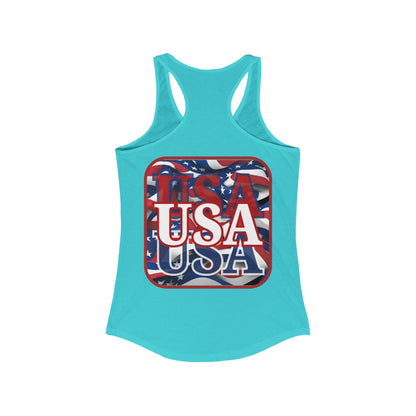2 - sided Red WHITE and Blue USA Patriot Women's Racerback Tank Top by cypherpunkgear – cypherpunkgear.com | Cypherpunk Merch