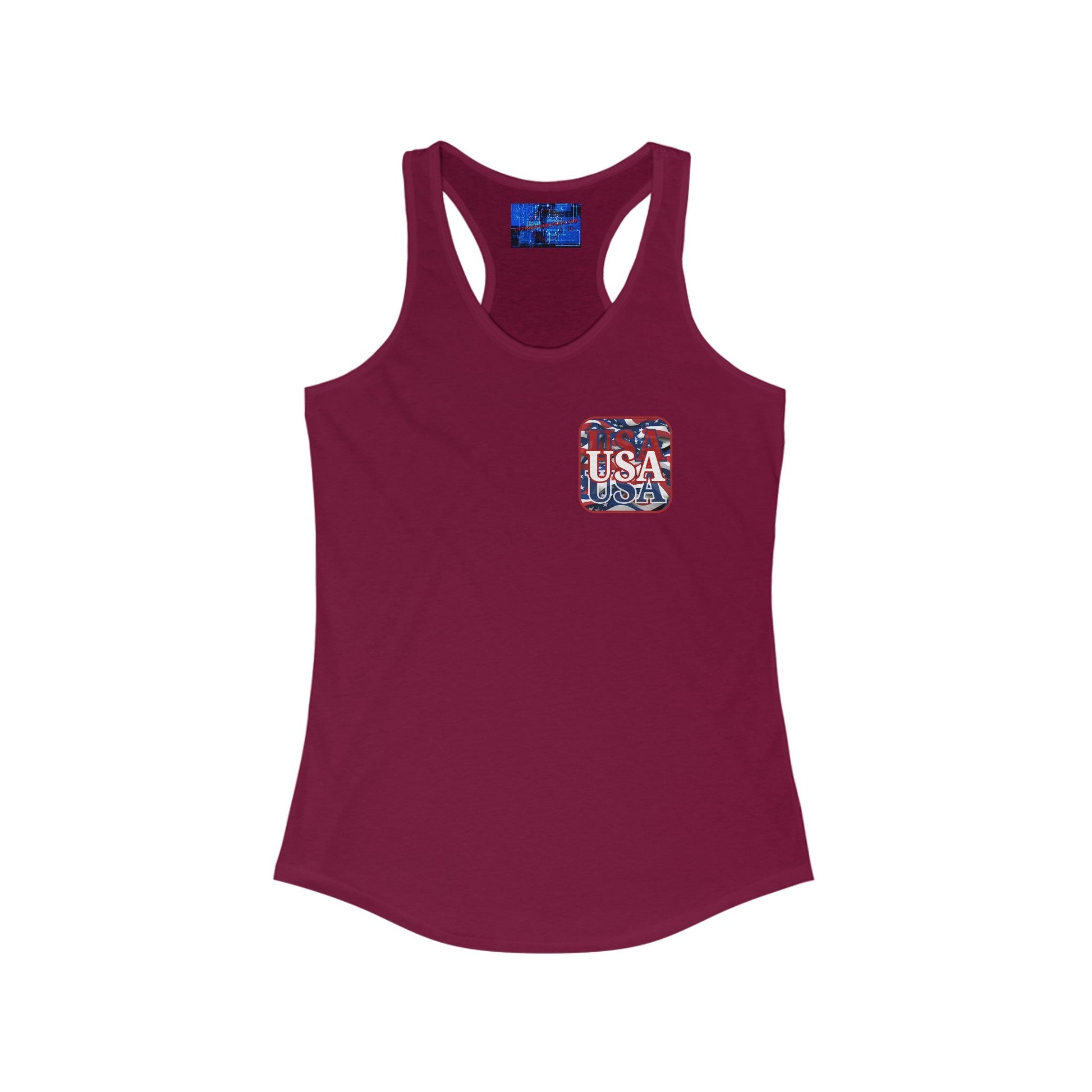 2 - sided Red WHITE and Blue USA Patriot Women's Racerback Tank Top by cypherpunkgear – cypherpunkgear.com | Cypherpunk Merch