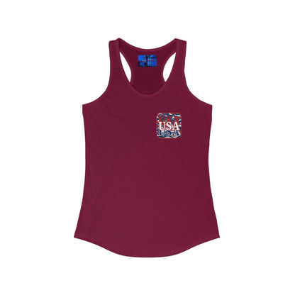 2 - sided Red WHITE and Blue USA Patriot Women's Racerback Tank Top by cypherpunkgear – cypherpunkgear.com | Cypherpunk Merch