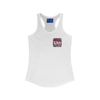 2 - sided Red WHITE and Blue USA Patriot Women's Racerback Tank Top by cypherpunkgear – cypherpunkgear.com | Cypherpunk Merch
