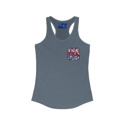 2 - sided RED White and Blue USA Patriot Women's Racerback Tank Top by cypherpunkgear – cypherpunkgear.com | Cypherpunk Merch
