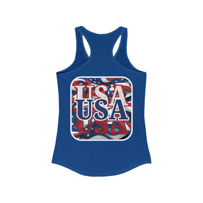 2 - sided Red White and BLUE USA Patriot Women's Racerback Tank Top by cypherpunkgear – cypherpunkgear.com | Cypherpunk Merch