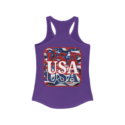 2 - sided Red WHITE and Blue USA Patriot Women's Racerback Tank Top by cypherpunkgear – cypherpunkgear.com | Cypherpunk Merch
