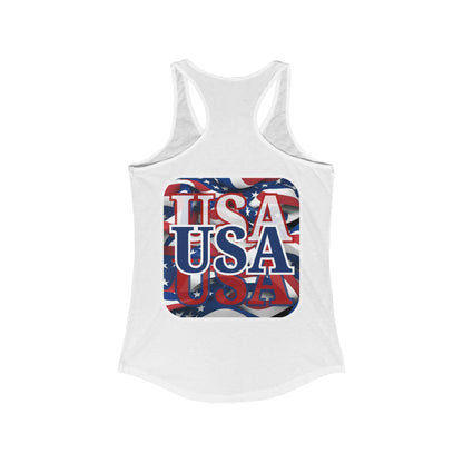 2 - sided Red White and BLUE USA Patriot Women's Racerback Tank Top by cypherpunkgear – cypherpunkgear.com | Cypherpunk Merch